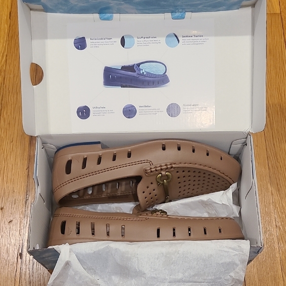 Floafers-Men's Water Shoes - Brown With Gold Accent. - Picture 7 of 9